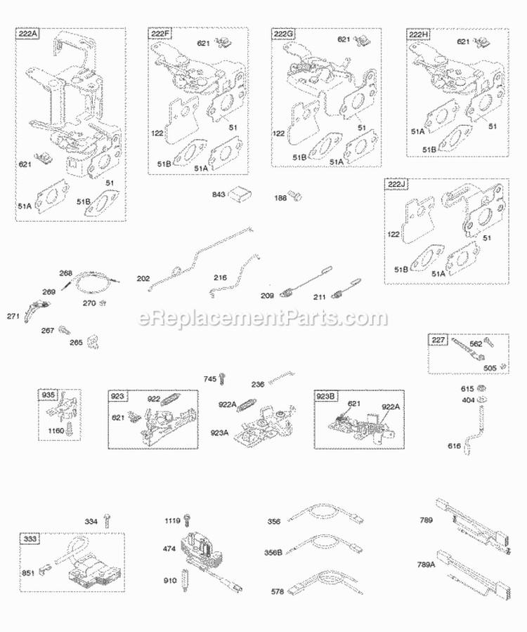Controls Flywheel Brake Governor Spring Ignition Diagram and Parts List for 12S502-0993-B1  Briggs and Stratton Engine